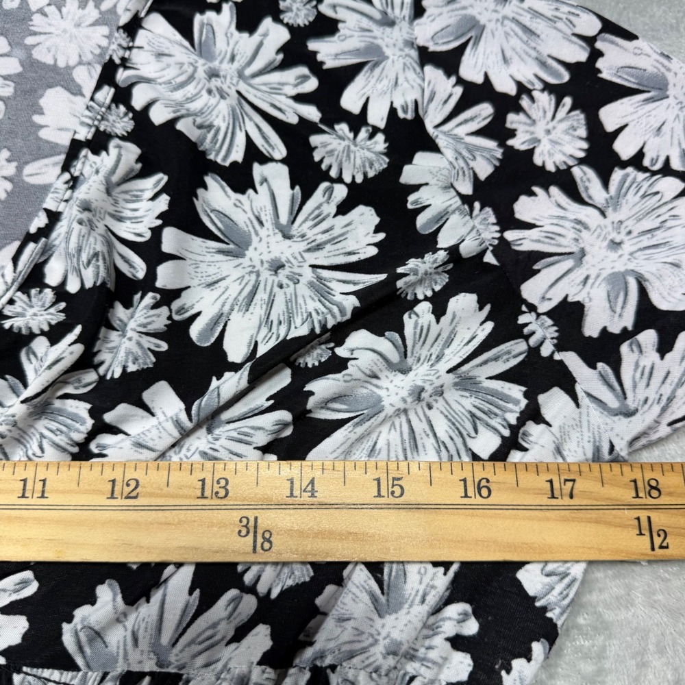 Vintage 90s Black White Daisy Floral Smocked Maxi Dress Large Summer Cottagecore - Picture 3 of 5